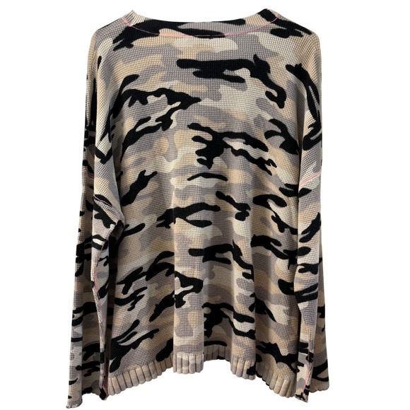 LISA TODD Camouflage Waffle Knit Oversized Sweater Women's Plus Size 2X Cozy - Picture 2 of 6